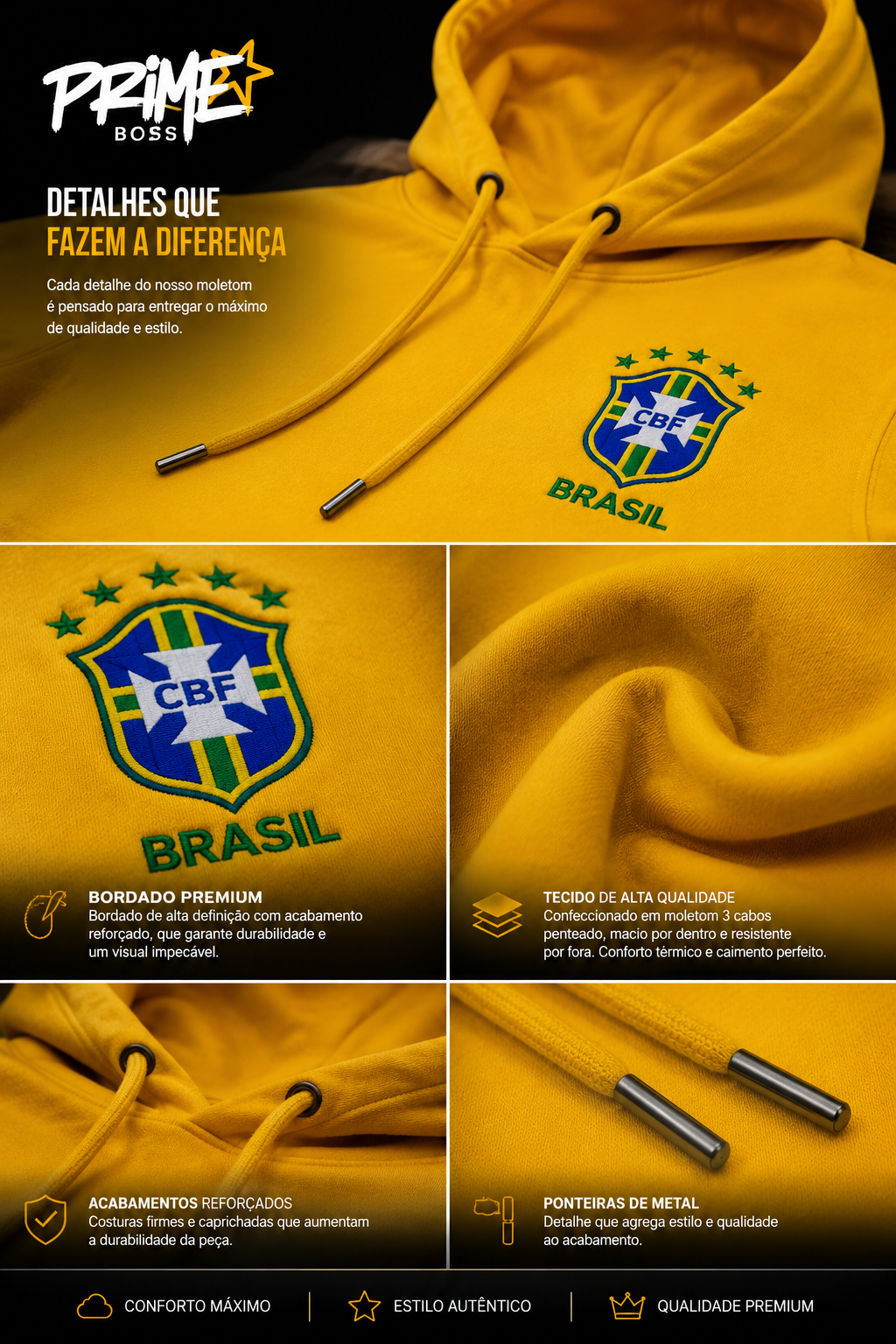 🇧🇷 CONJUNTO MOLETOM SELEÇÃO - COPA DO MUNDO 2026 - 100% ALGODÃO PIQUET 🇧🇷